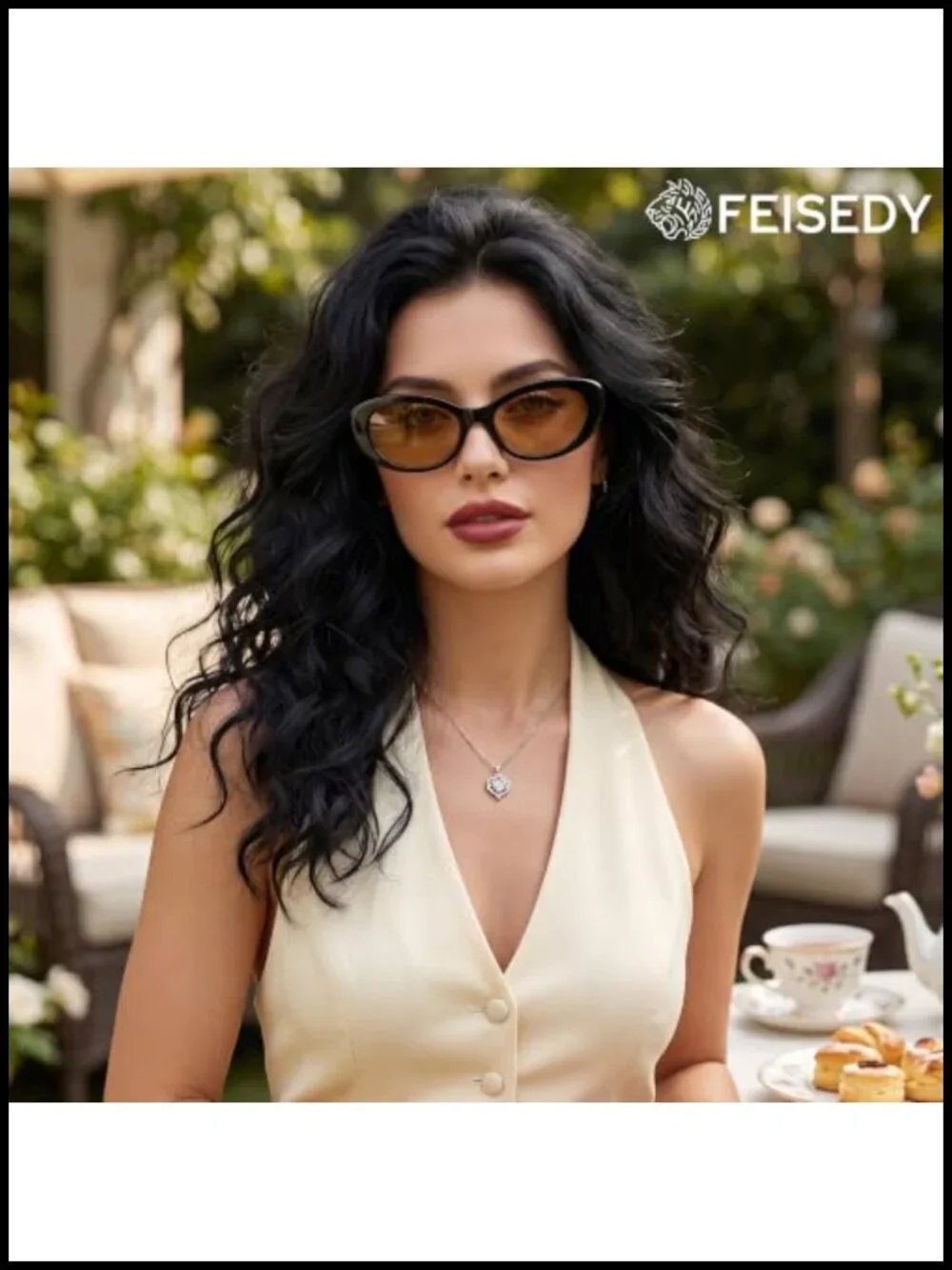 Retro Oval Cat Eye Sunglasses UV400 Protection Lightweight Plastic
